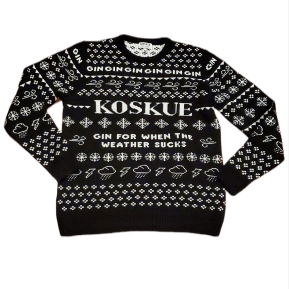 Koskue Gin Black and White Ugly Christmas Sweater